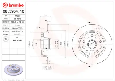 Devolución Gratuita Juego de discos de freno BREMBO 08.5954.10